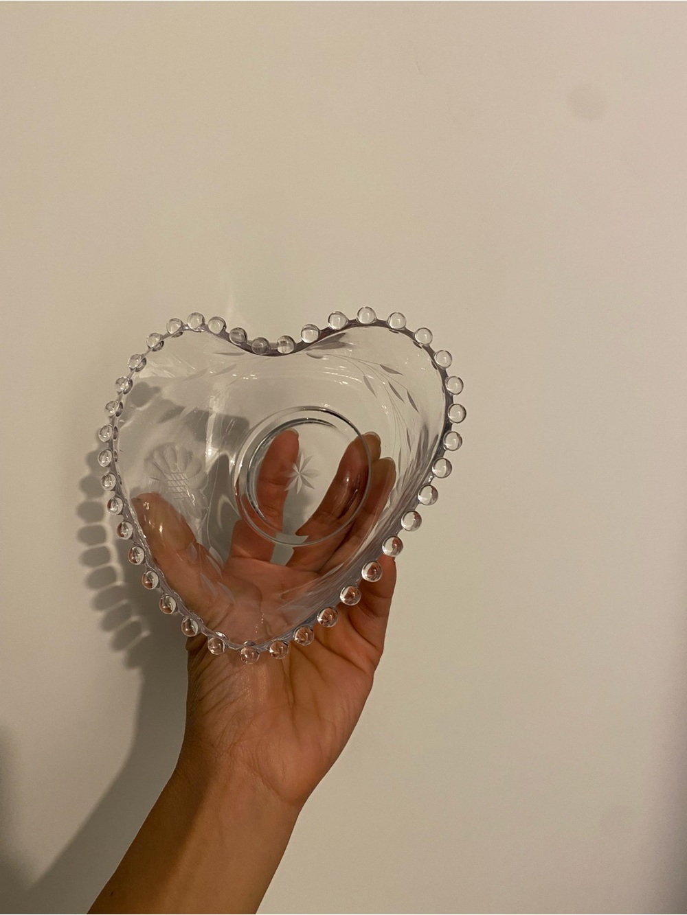 Vintage Candlewick Heart Shaped Candy Bowl from Imperial glass Co